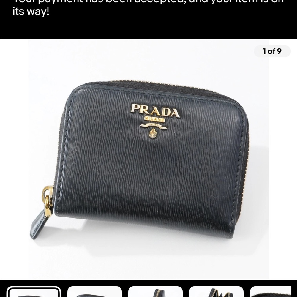 Prada Black Textured Leather Zip Wallet